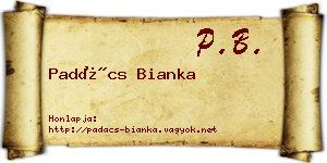 Padács Bianka névjegykártya